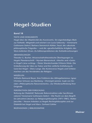 cover image of Hegel-Studien Band 18
